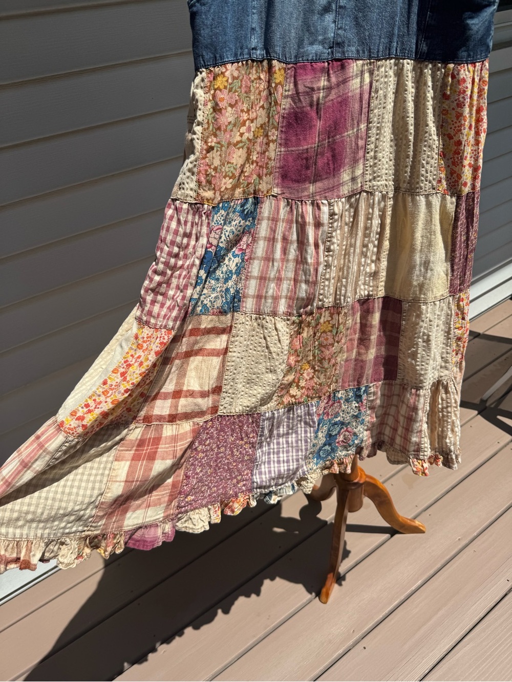 Bohemian Patchwork Denim BoHo skirt young threads - Picture 3 of 11